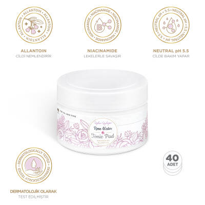 Gül Suyu Ve Niacinamide Içerikli Gözenek Sıkılaştırıcı, Onarıcı ve Nemlendirici Tonik Ped (40 ADET) - 1