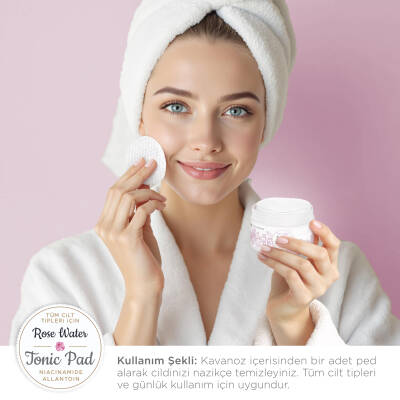 Gül Suyu Ve Niacinamide Içerikli Gözenek Sıkılaştırıcı, Onarıcı ve Nemlendirici Tonik Ped (40 ADET) - 4